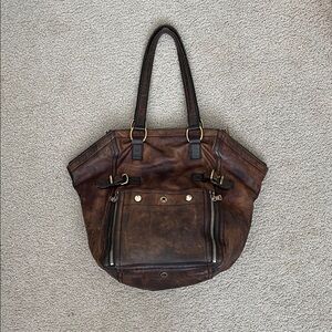 Yves Saint Laurent Dark Brown Leather Shoulder Bag